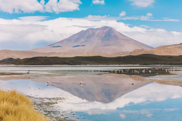 Lake at Salt Flats or Salar de Uyuni in Bolivia - Best Season