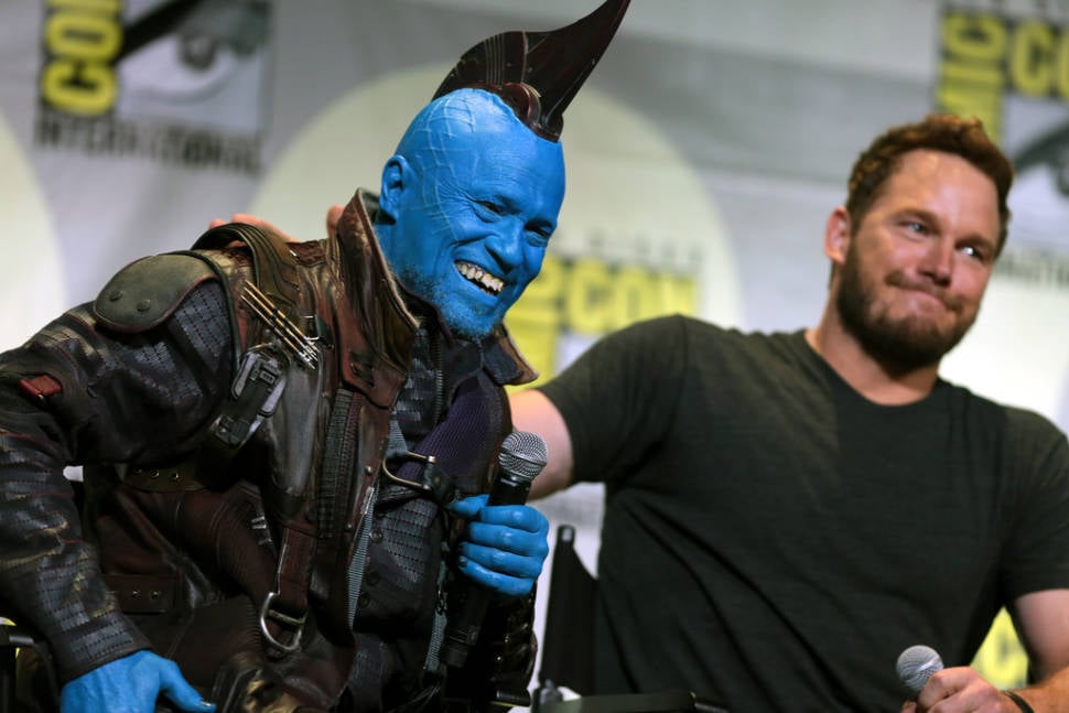 Michael Rooker and Chris Pratt speaking at the 2016 San Diego Comic Con International, for "Guardians of the Galaxy Vol. 2"
