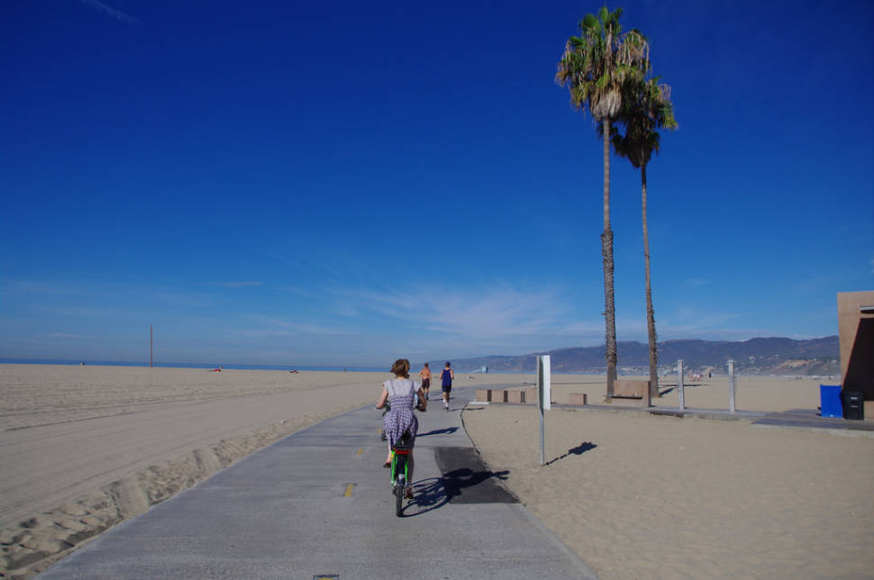 Cycling on Will Rogers State Beach, Santa Monica Bay