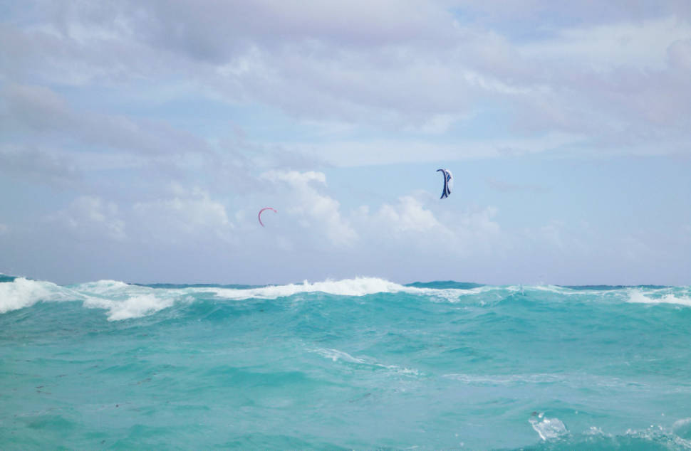 Kitesurfing at Playa Delfines