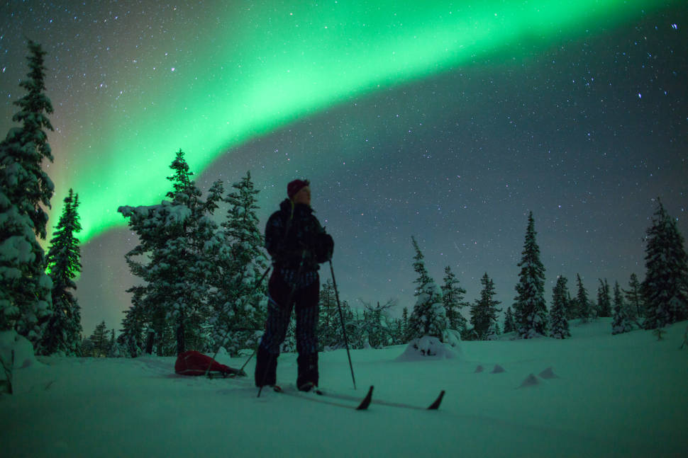 Skiing around Muonio