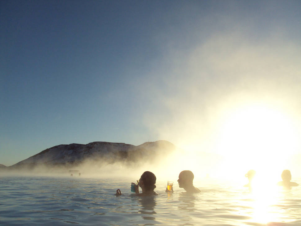 Drinking a beer in the Blue Lagoon