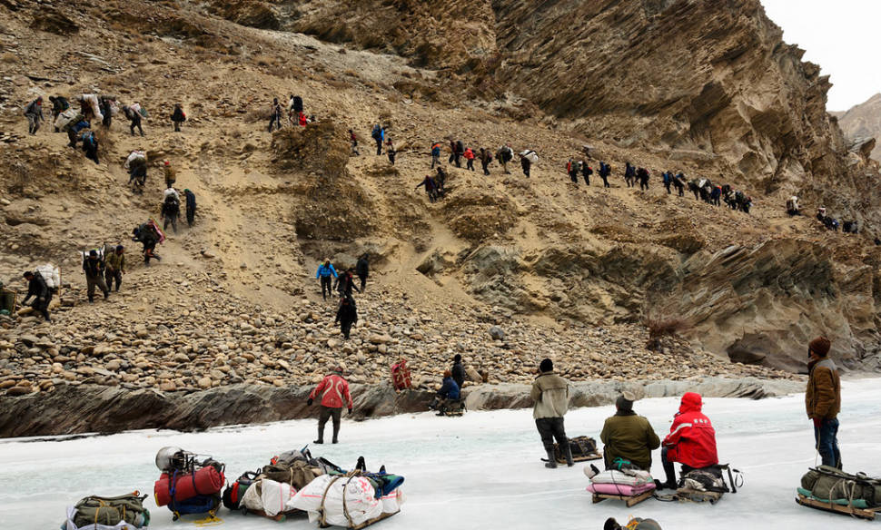 Traffic jam on Chadar trek