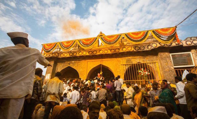 Facing the temple