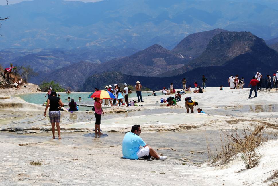 Lower natural and artificial pools at Hierve el Agua, Oaxaca, Mexico