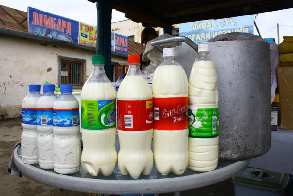 Milk or coke ? no no ! that's alcohol. Aïrag is done with fermented horse (mare) milk