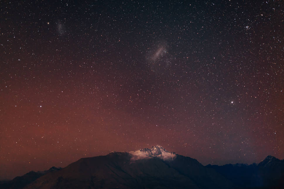 Stars under night sky. Queenstown, Otago, New Zealand