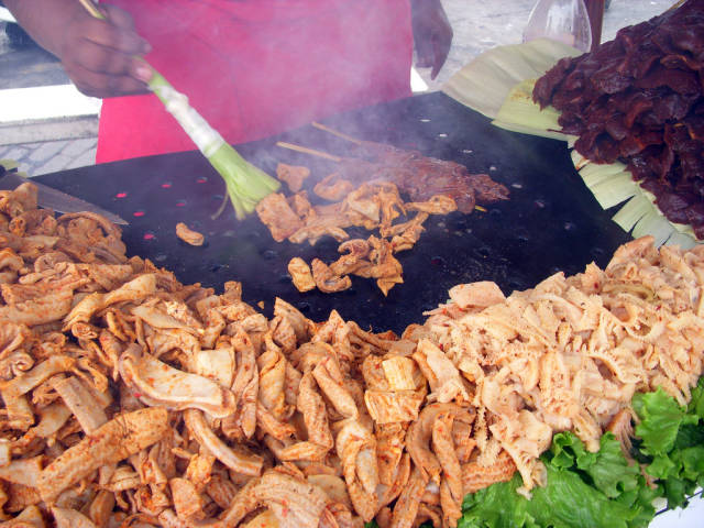 Anticuchos (beef heart skewers) can be found throughout the streets of Lima
