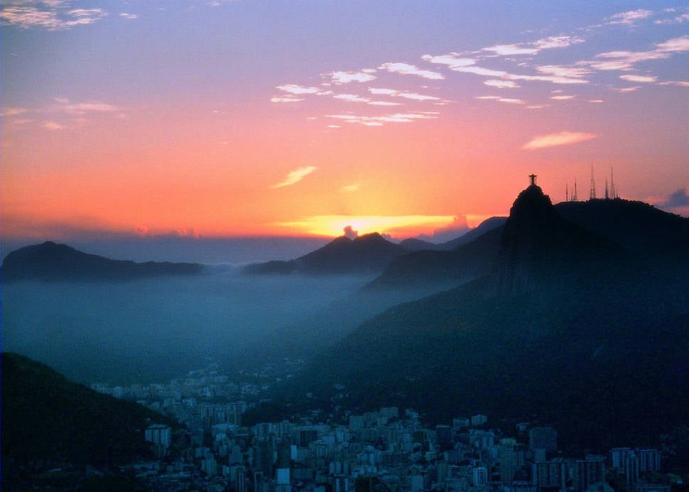 View from the Sugarloaf Mountain with Corcovado at the backdrop