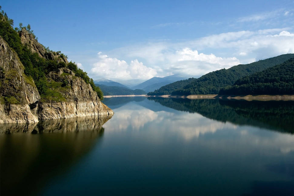 Vidraru lake and the Fagaras Mountains