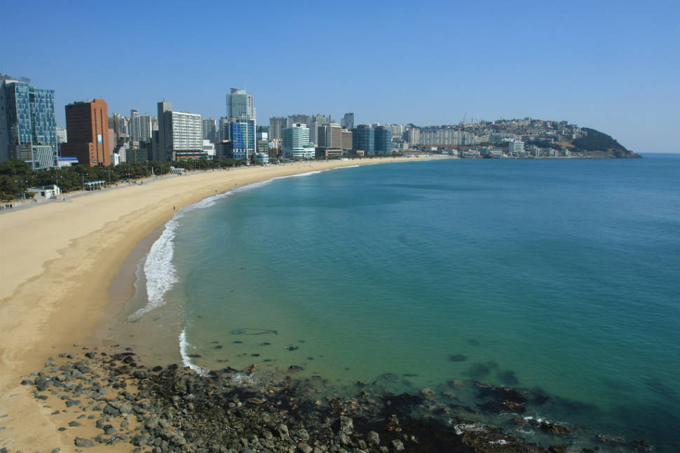 Haeundae Beach in Busan, South Korea in March, before the area gets crowded