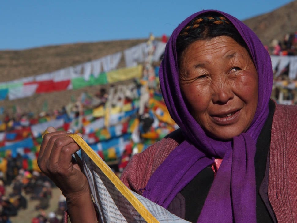 Tibetan woman at Saga Dawa Festival