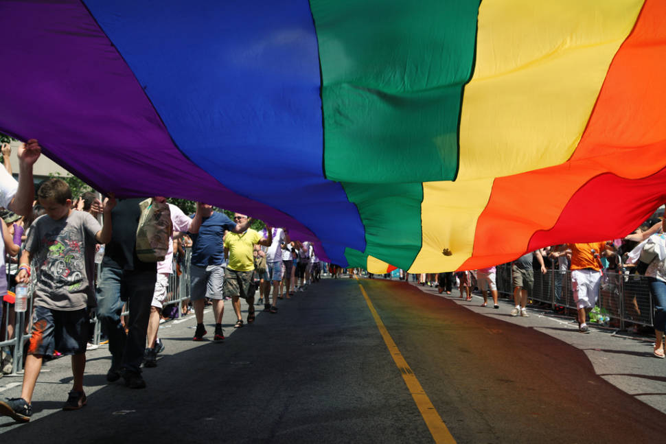 Rainbow flag at Toronto's Pride Parade on Canada Day