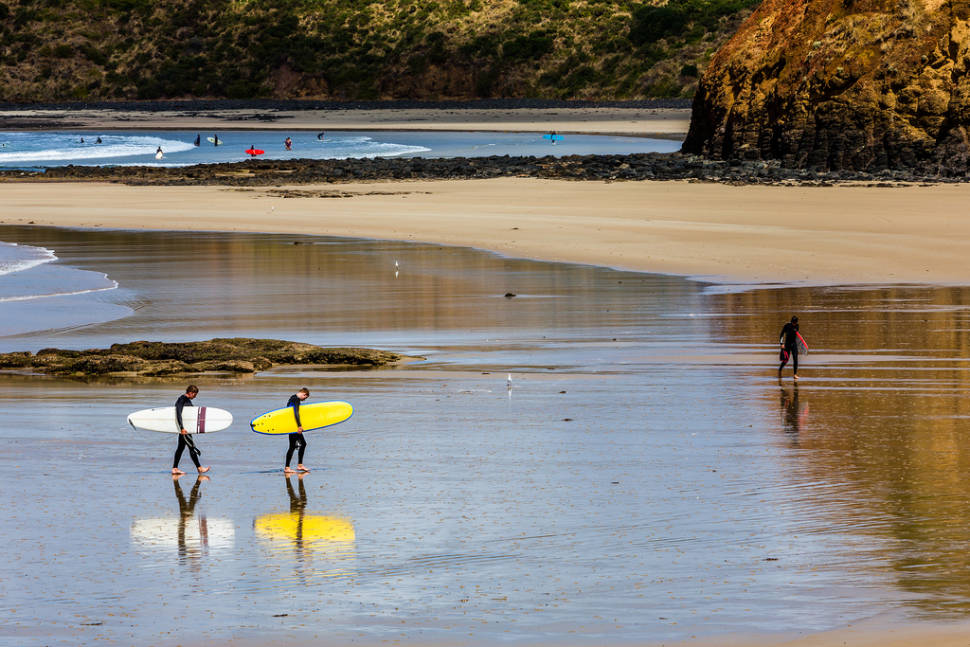 Retiring surfers down at Smiths Beach, Phillip Island, last Summer
