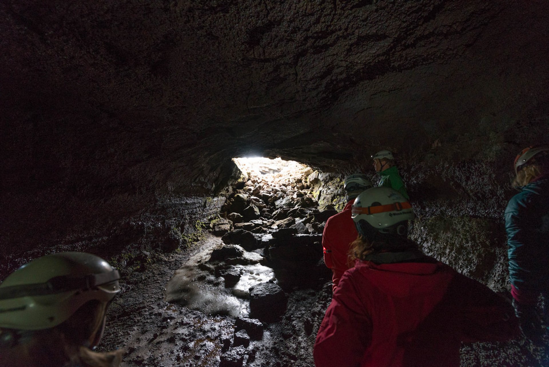 Caving in Leiðarendi Lava Tube