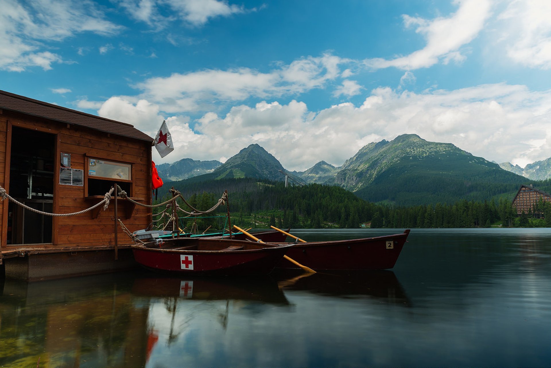 Bootfahren auf Štrbské Pleso