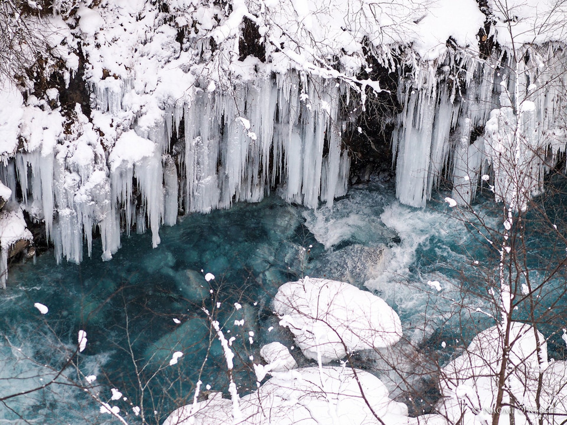 La magie hivernale de l'étang bleu de Biei