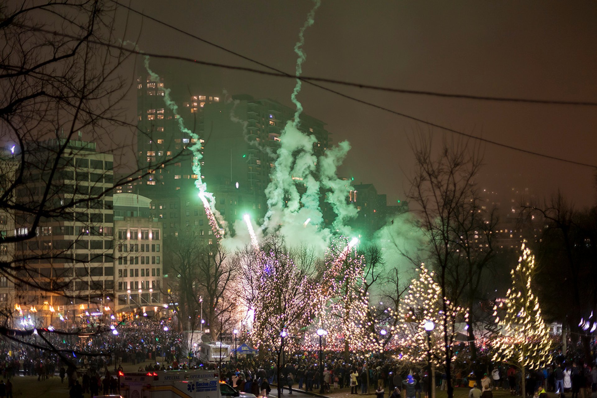 Éclairage de l'arbre de Noël