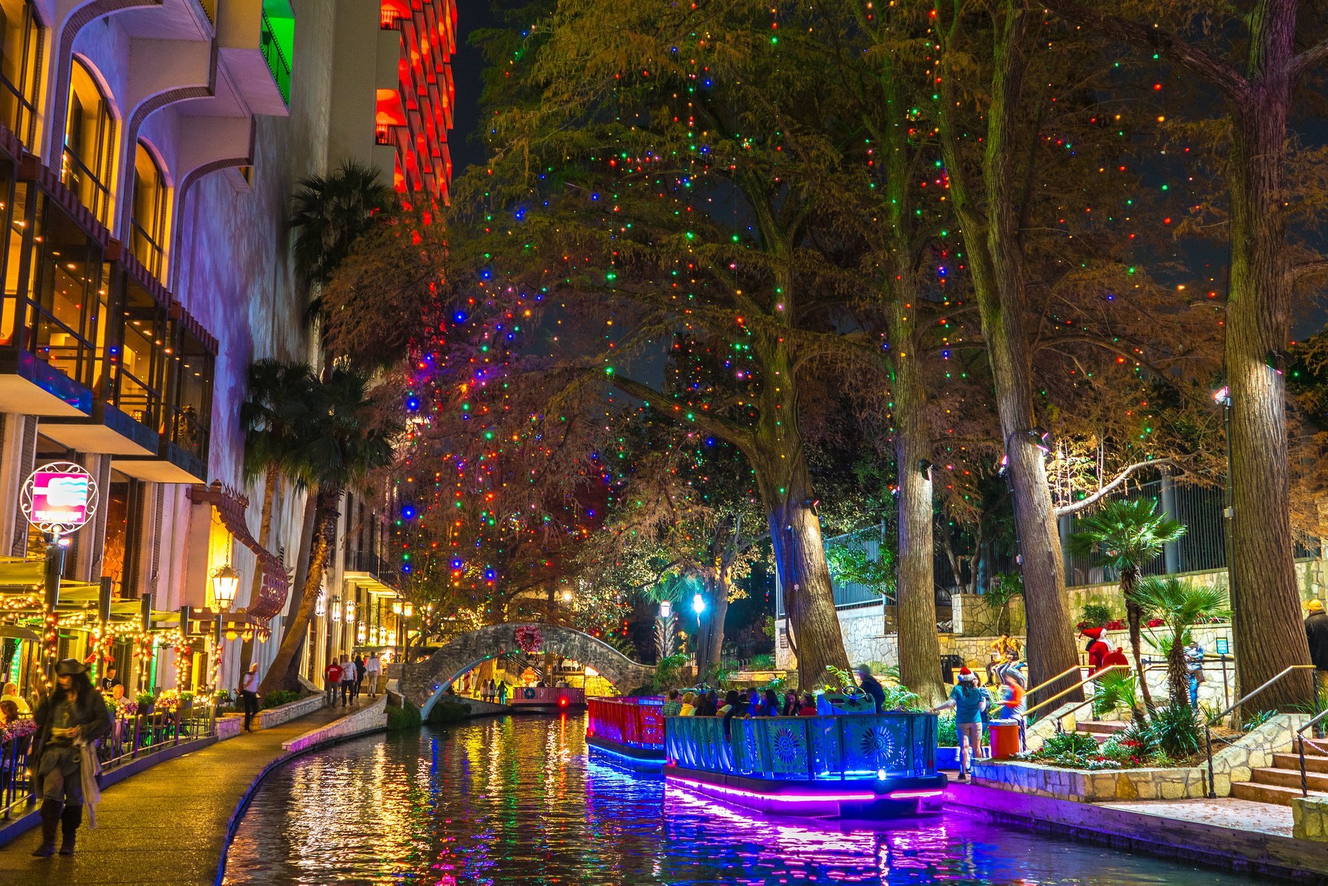 The San Antonio River Walk Is Covered In Christmas Lights