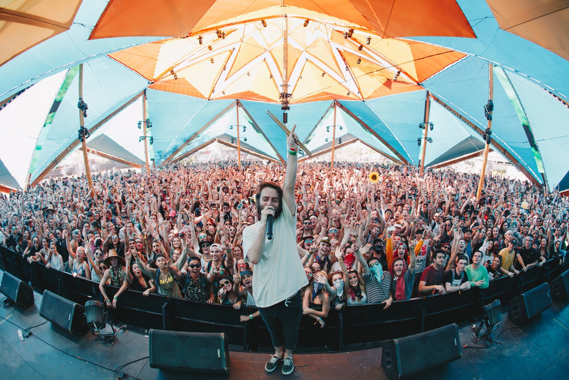 INDIO, CALIFORNIA – APRIL 16: (L-R) Jackson Wang and Ciara perform at the  Sahara Tent during the 2023 Coachella Valley Music and Arts Festival on  April 16, 2023 in Indio, California. (Photo