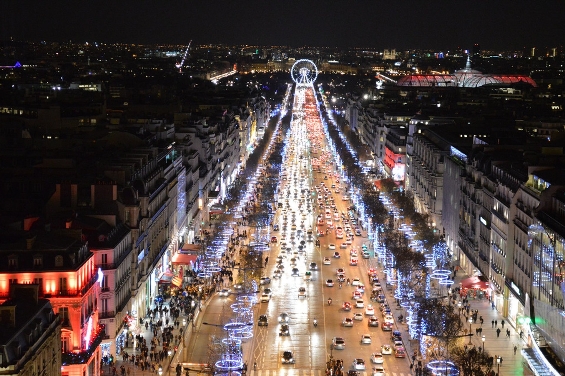 Paris at Christmas with The Champs Elysées & the Arc de Triomphe 2023