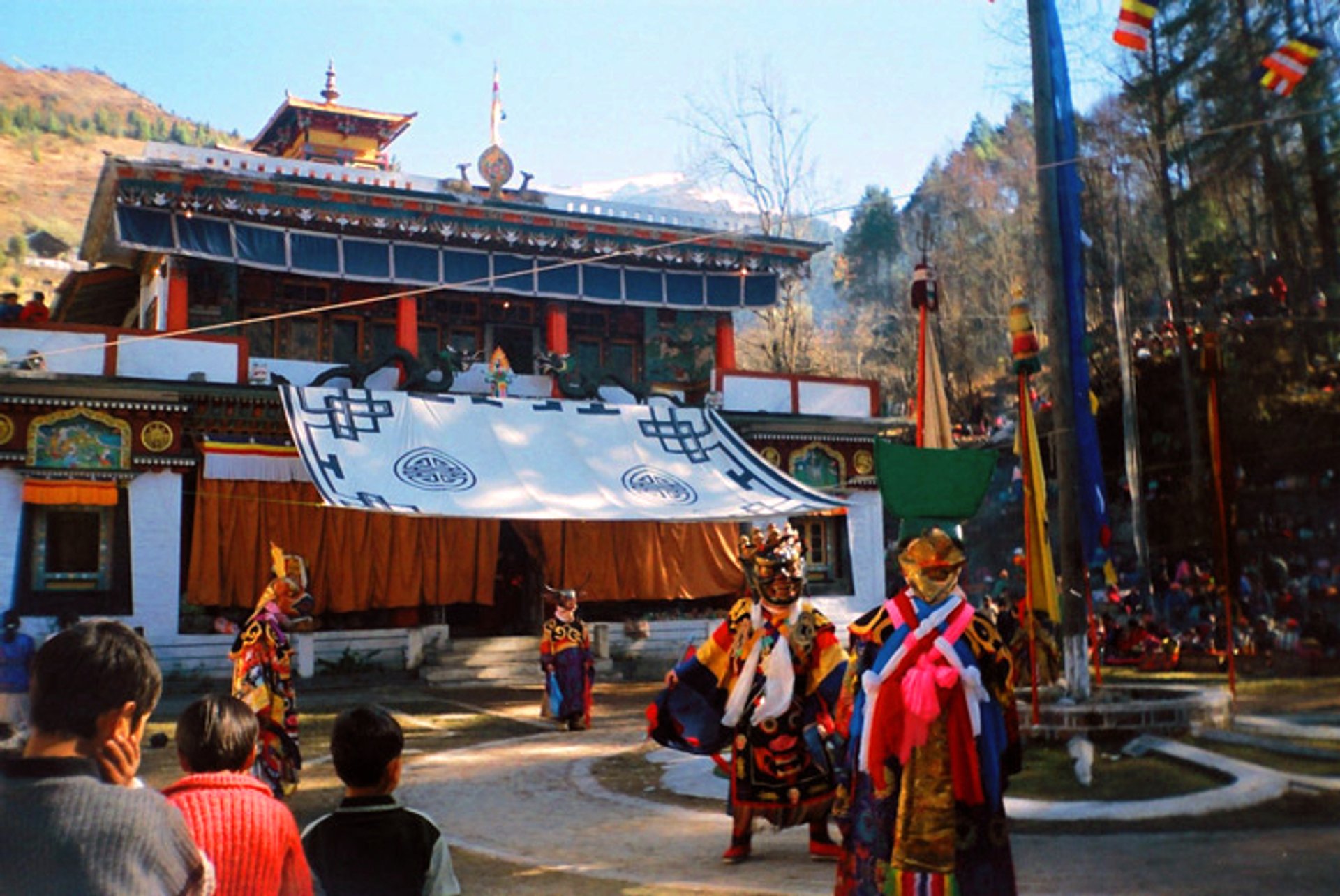 The Gumpa dance at Lachung monastery, North Sikkim, Sikkim, India. 2020