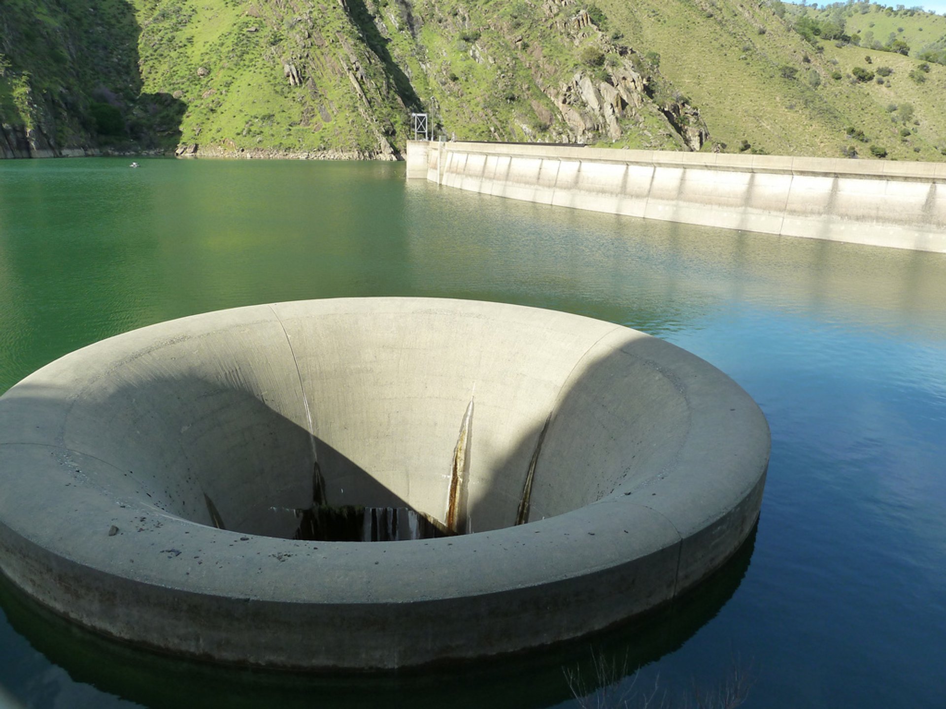 California Monticello Dam Morning Glory Spillway 