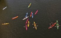 Kajakfahren, Paddeln und Kanufahren auf dem Potomac-Fluss