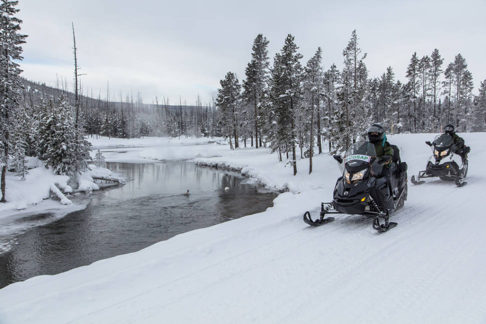 Snowmobilers near Gibbon RIver